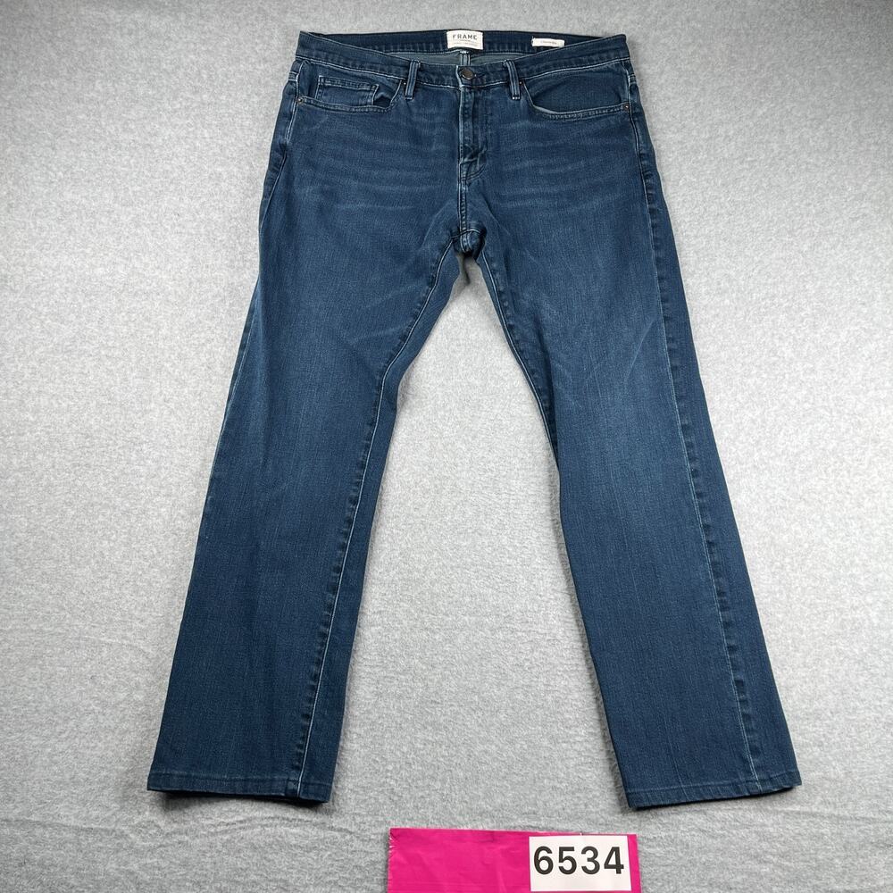 Frame Denim Jeans Womens L'Homme Slim Blue Straigh Casual Measure 36x29 Mens
